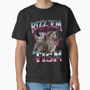 Everyday Select Rizz Em With the Tism Meme - Funny Autism Racoon in vintage 90s bootleg style Classic T-Shirt - Gift for family