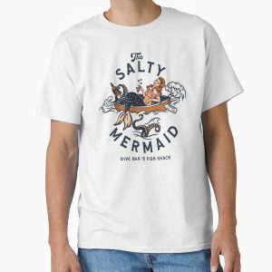 Everyday Select The Salty Mermaid Dive Bar & Fish Shack Cool Retro Mermaid Travel Design Classic T-Shirt - Gift for friend