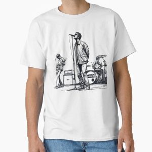 Everyday Select Minimalist Line Art of Oasis Performing – Retro Britpop Band Design Classic T-Shirt - Gift for friend