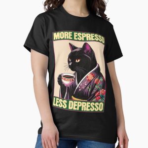 Everyday Select More Espresso Less Depresso Meme - Funny Coffee Cat Vintage Poster Classic T-Shirt - Gift for family
