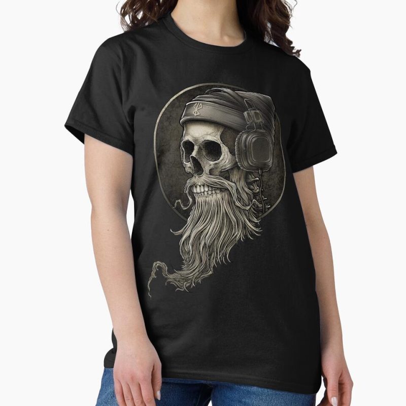 Everyday Select Viking Vintage Skull Beard with Headphone  Classic T-Shirt - Gift for friend