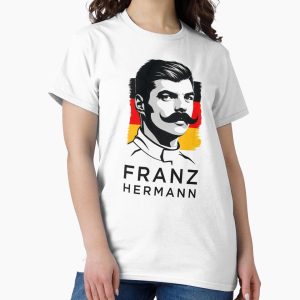 Everyday Select Franz Hermann F1 Art - Illustrated Portrait with German Flag | Motorsport Design Classic T-Shirt - Gift for family