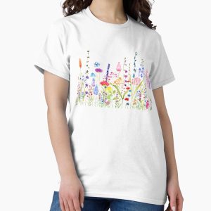 Everyday Select hand painted colorful wild flower field  Classic T-Shirt - Gift for friend