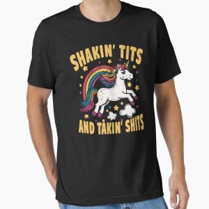 Everyday Select Shakin' Tits And Taking' Shits - Funny Unicorn Essential T-Shirt - Gift for family